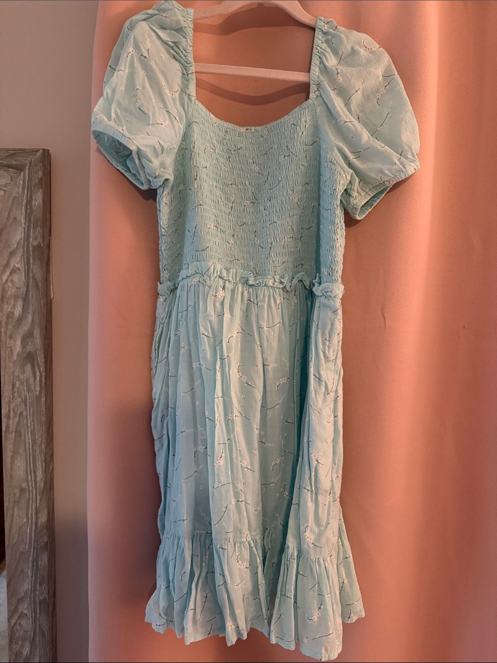 Vineyard Vines Light Blue Puff Sleeve Smocked Dress